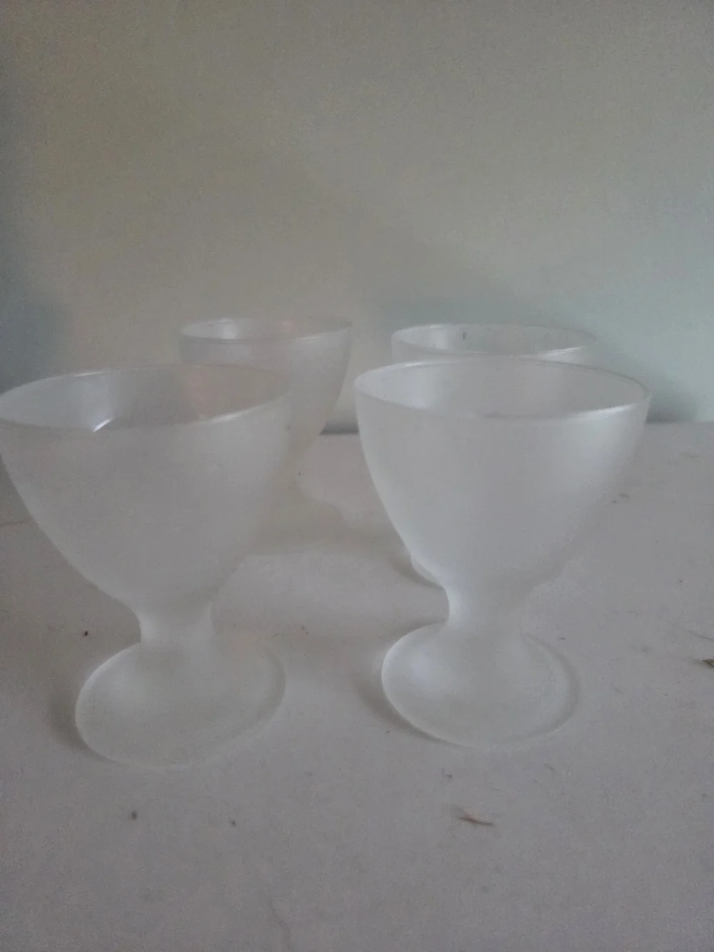 Frosted White Glass Dessert Cups - Set of 4